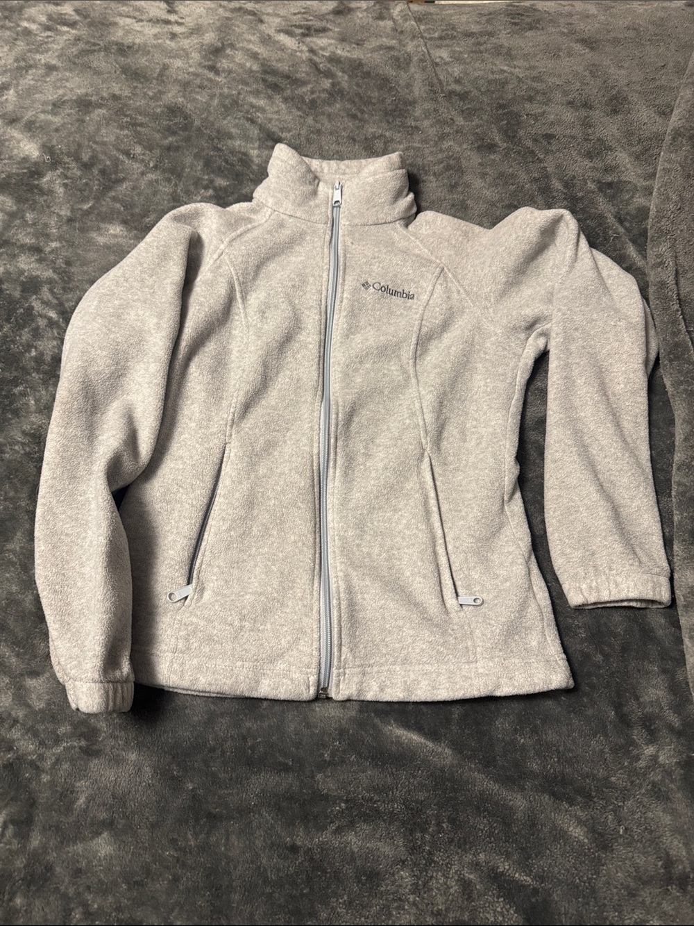 Columbia Light Gray Full Zip Fleece Jacket